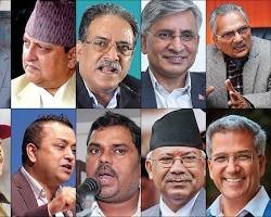 “Nepalese political tension concept image with party flags and protest crowd, 2025”